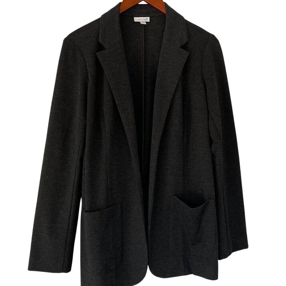 J. Jill Charcoal Gray Ponte Knit Blazer, Stretch, Minimalist, Casual, Size S